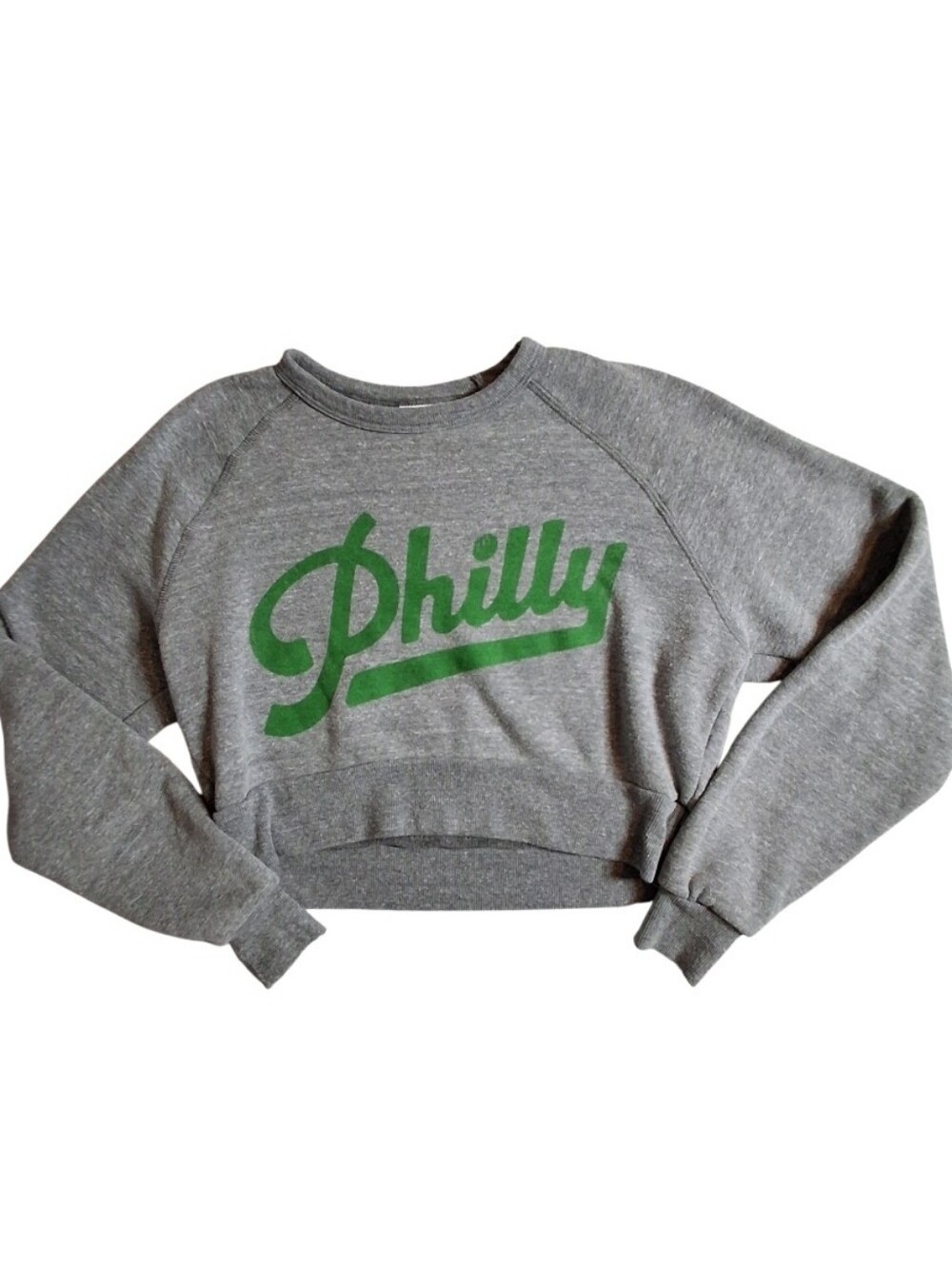 Philly Cropped Sweatshirt Women Size X Small Green Gray Where I'm From Brand